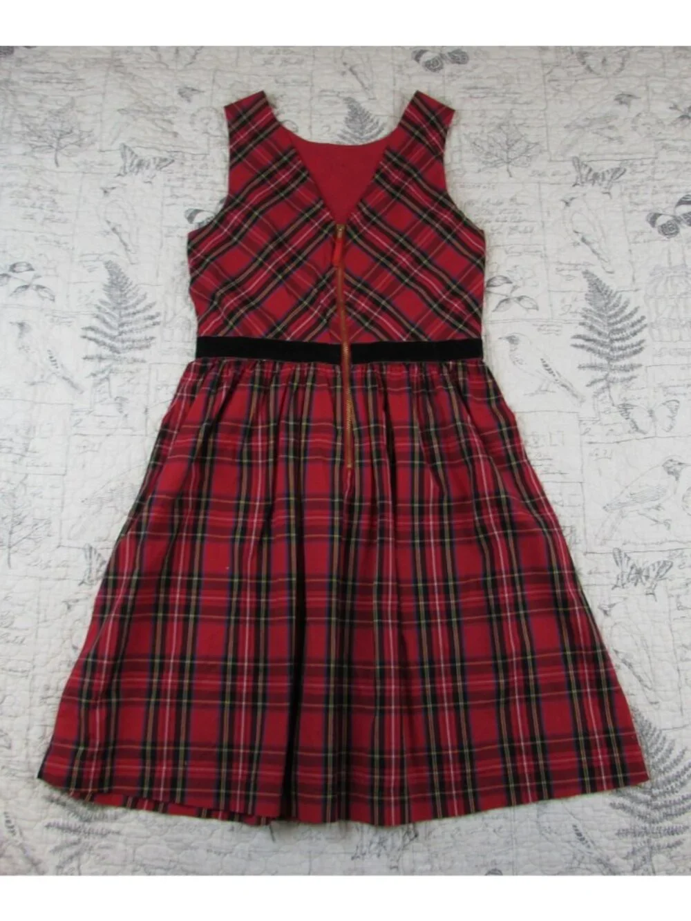 Crewcuts Red And Black Plaid Dress Winter Holiday Girl Velvet Waist girls 14